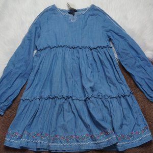 Lucky Brand NWT Floral Embroidered Tiered Dress